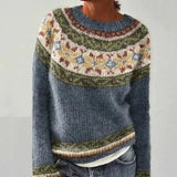 Women's Nordic Jumper Boat Neck Relaxed Fit Multicolour