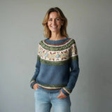 Women's Nordic Jumper Boat Neck Relaxed Fit Multicolour