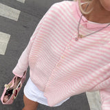 Women's Striped Button Front Cardigan Stand Collar