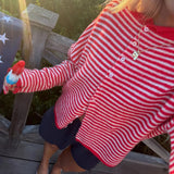 Women's Striped Button Front Cardigan Stand Collar