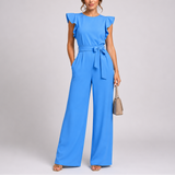 Women’s Elegant Wide-Leg Jumpsuit with Ruffle Sleeves