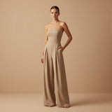 Strapless Wide Leg Jumpsuit with Tailored Fit