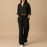 Kaizo Relaxed Button Down Shirt and Wide Leg Pants Set