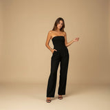 Strapless Wide Leg Jumpsuit with Tailored Fit