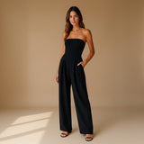 Strapless Wide Leg Jumpsuit with Tailored Fit