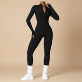 Long Sleeve Zip Front Sculpting One Piece Jumpsuit