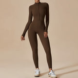 Long Sleeve Zip Front Sculpting One Piece Jumpsuit