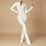 Long Sleeve Zip Front Sculpting One Piece Jumpsuit