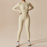 Long Sleeve Zip Front Sculpting One Piece Jumpsuit
