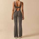 Sleeveless Sculpting Flared Leg Jumpsuit