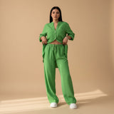 Kaizo Relaxed Button Down Shirt and Wide Leg Pants Set