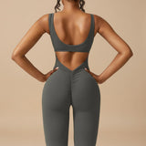 Sleeveless Sculpting Flared Leg Jumpsuit
