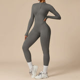 Long Sleeve Zip Front Sculpting One Piece Jumpsuit