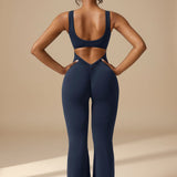 Sleeveless Sculpting Flared Leg Jumpsuit