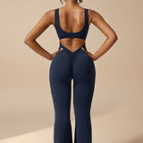Sleeveless Sculpting Flared Leg Jumpsuit