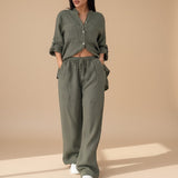 Kaizo Relaxed Button Down Shirt and Wide Leg Pants Set