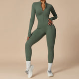 Long Sleeve Zip Front Sculpting One Piece Jumpsuit
