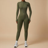 Long Sleeve Zip Front Sculpting One Piece Jumpsuit