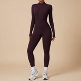 Long Sleeve Zip Front Sculpting One Piece Jumpsuit