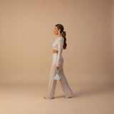 Sequin Crop Top and Wide Leg Pants Evening Set