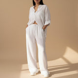 Kaizo Relaxed Button Down Shirt and Wide Leg Pants Set
