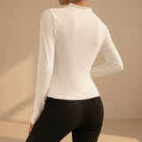 Asymmetrical Ruched Long Sleeve Fitted Top