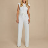 Sleeveless Wide Leg Jumpsuit with Waist Tie
