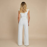 Sleeveless Wide Leg Jumpsuit with Waist Tie